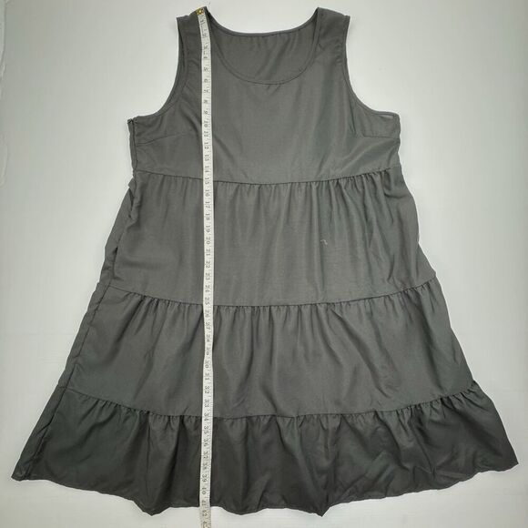 Black Dress Solid Sleeveless Size 3X Lightweight Tiered Side Zipper - Picture 8 of 8